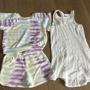 Nordstrom White cover up and tie dye set 365 kids